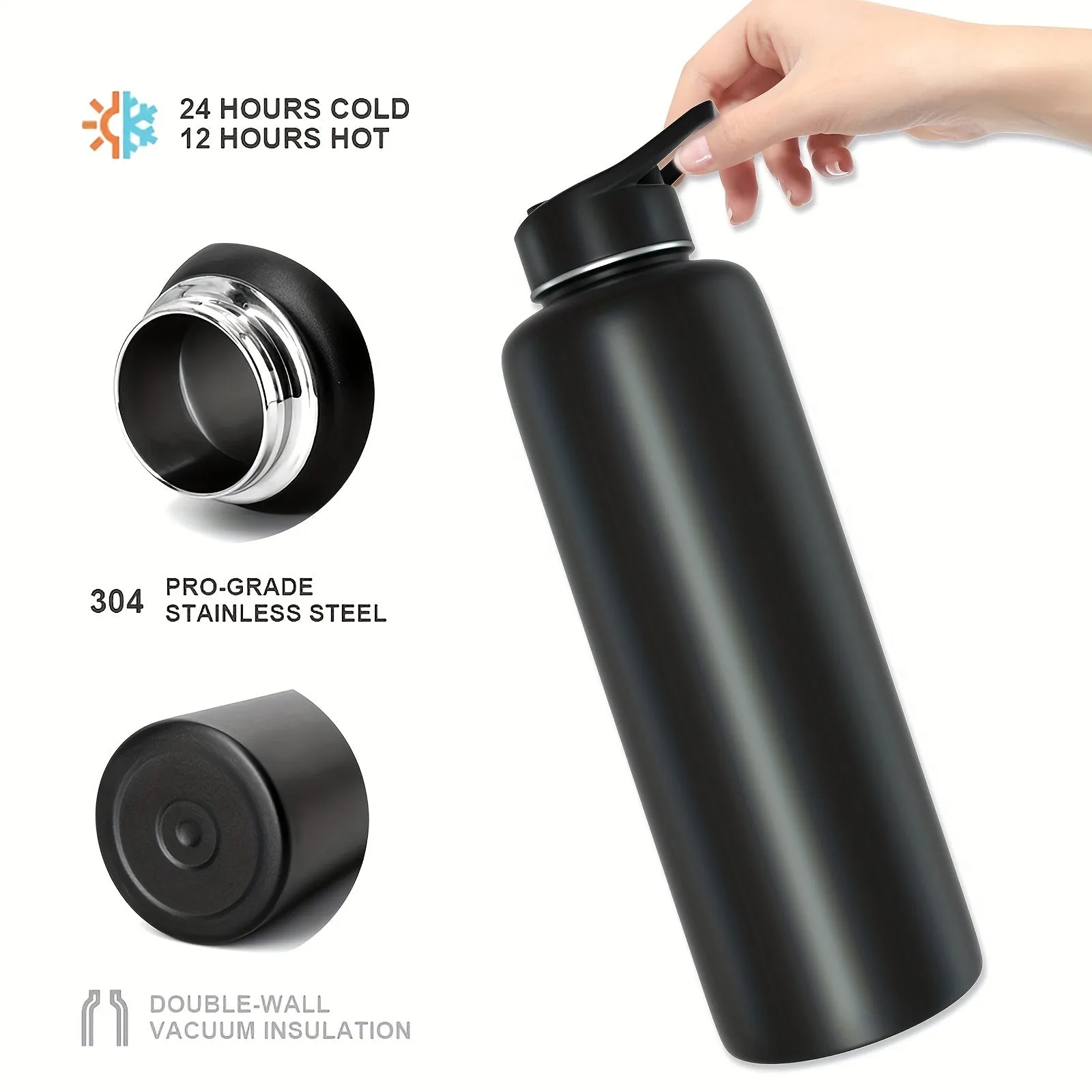 18oz/40oz Insulated Water Bottle - Durable 304 Stainless Steel, Advanced Double-Layer Vacuum Insulation, Spacious Large-Capacity Design, Perfect for Outdoor Sports and Activities