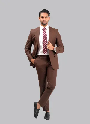 2-Piece Suit Premium Chocolate Brown Plain