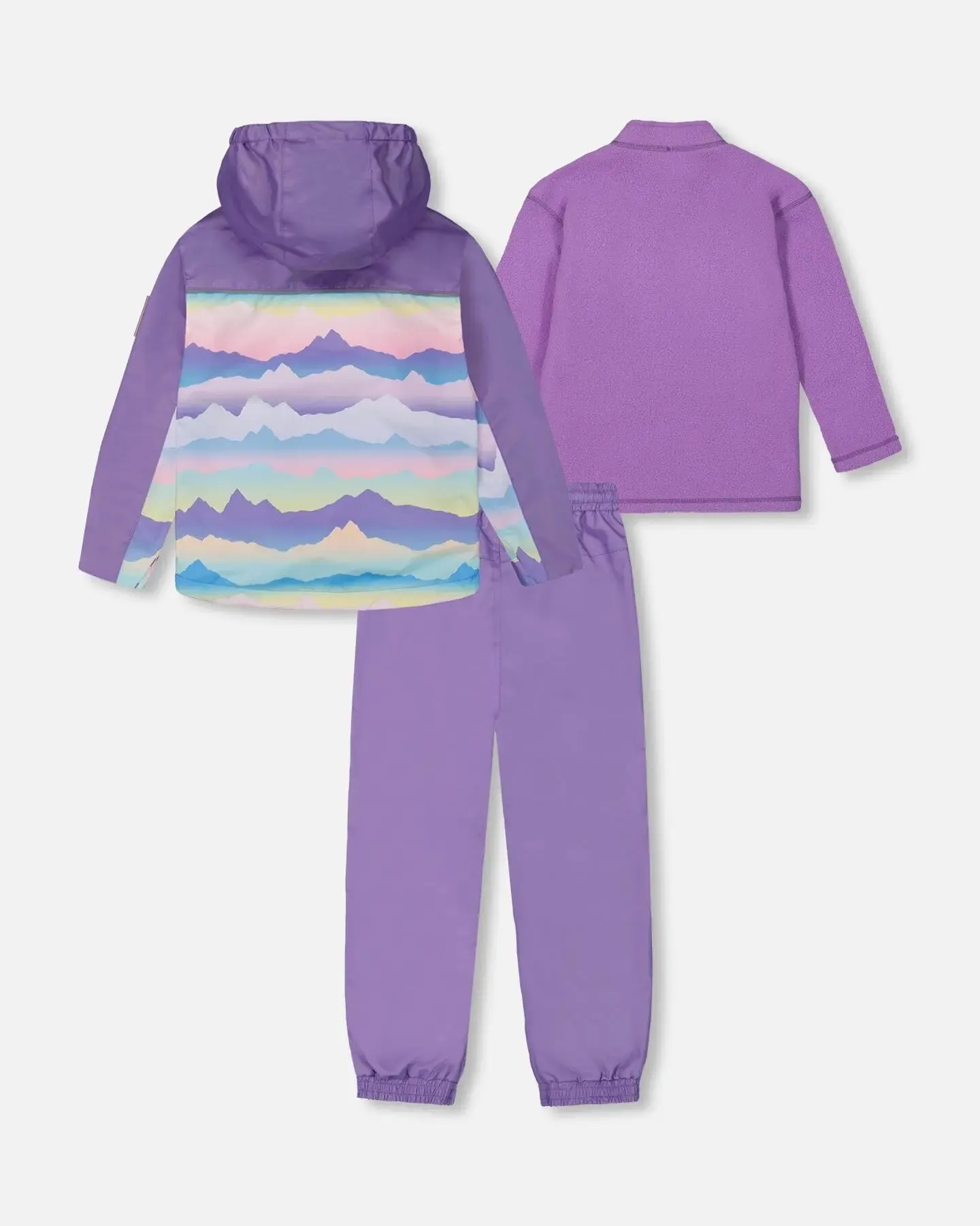 3-In-1 Mid-Season Outerwear Set With Printed Jacket Mauve And Blue, Pink Mountain