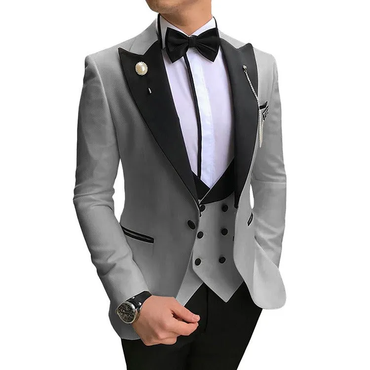 3 Pieces Slim Fit Men’s Suit Groom Formal Party Prom & Wedding Tuxedo Blazer Jacket Pants & Waistcoat