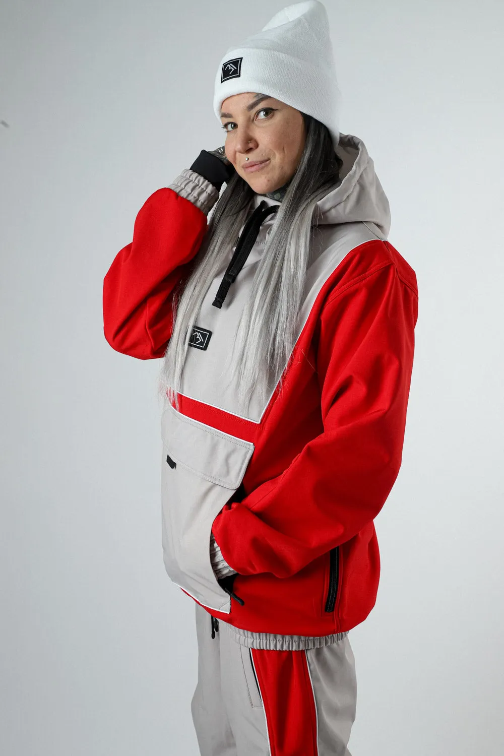 Baseline Pullover - College Red and Grey