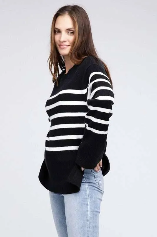 Bibi Ribbed Striped Sweater