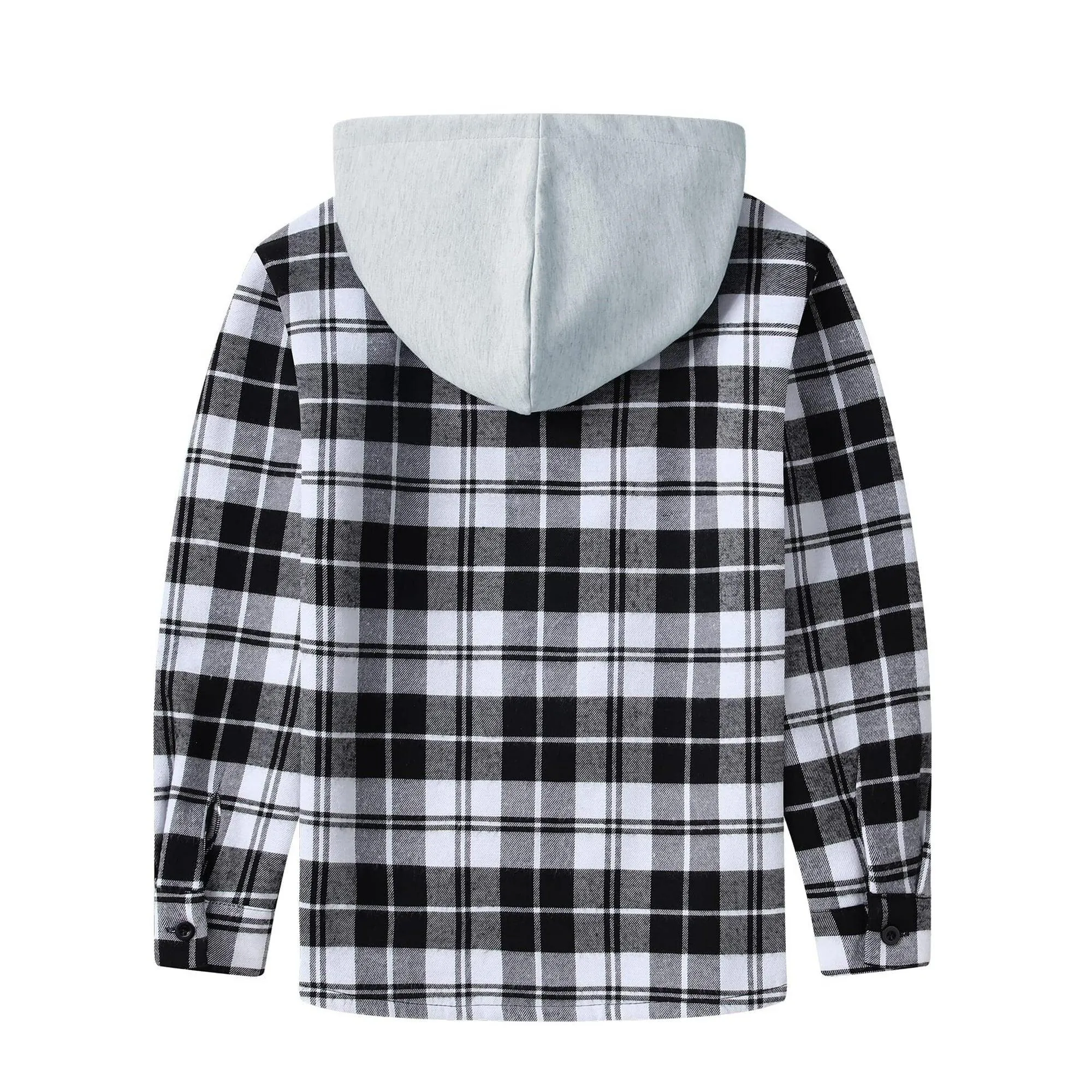 Boy's Sherpa Fleece Lined Plaid Hoodie-ZPK005529