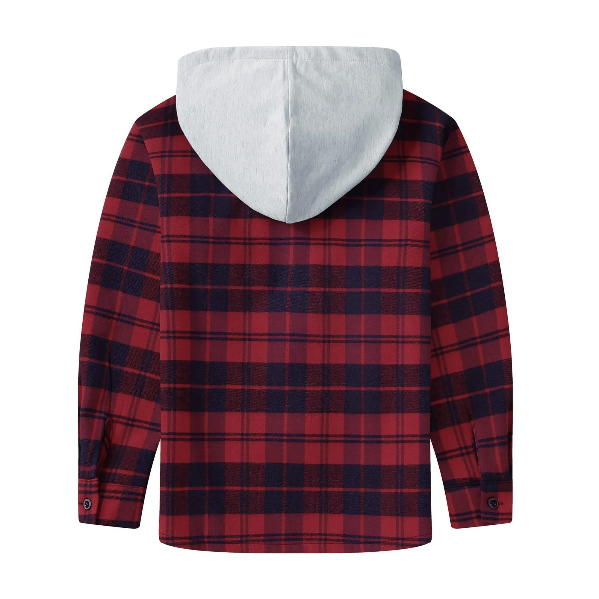 Boy's Sherpa Fleece Lined Plaid Hoodie-ZPK005529