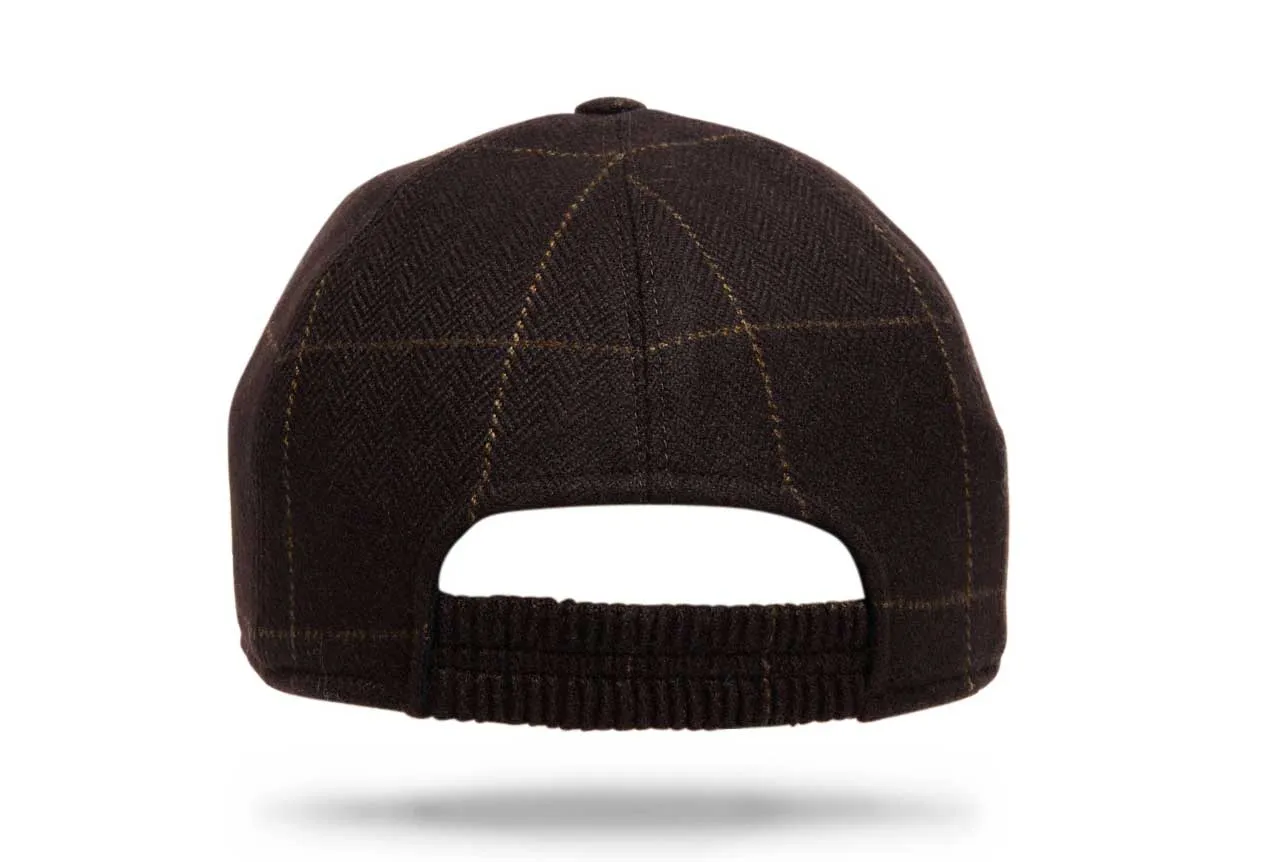 Cashmere Baseball Cap - Brown Windowpane - W