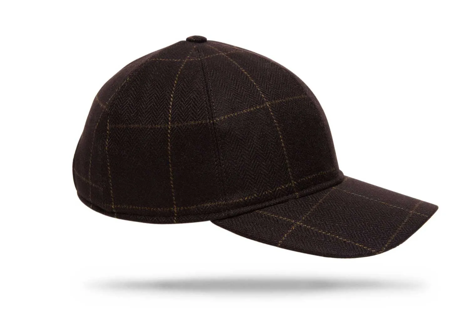 Cashmere Baseball Cap - Brown Windowpane - W