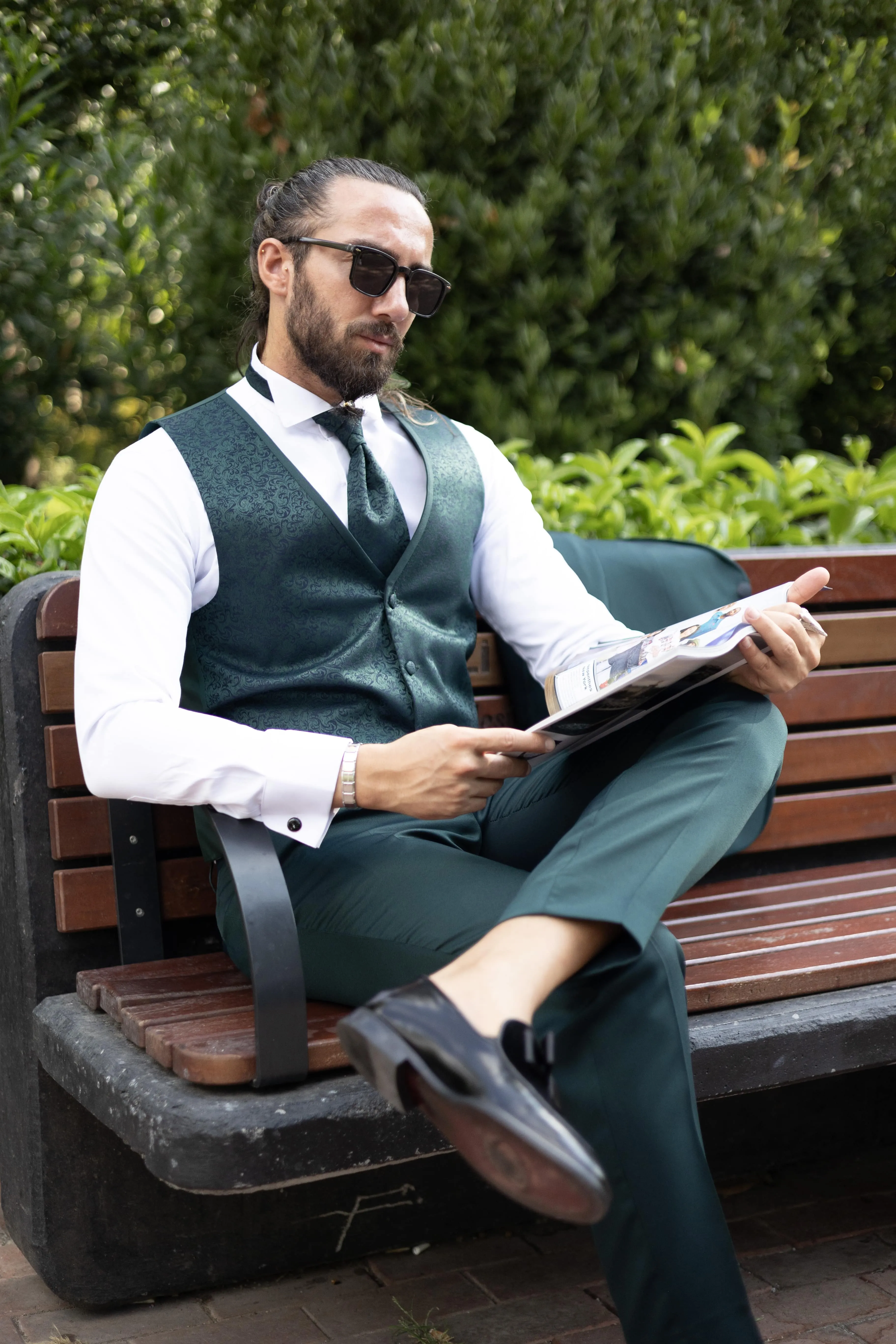 Emerald Elegance Three-Piece Suit.