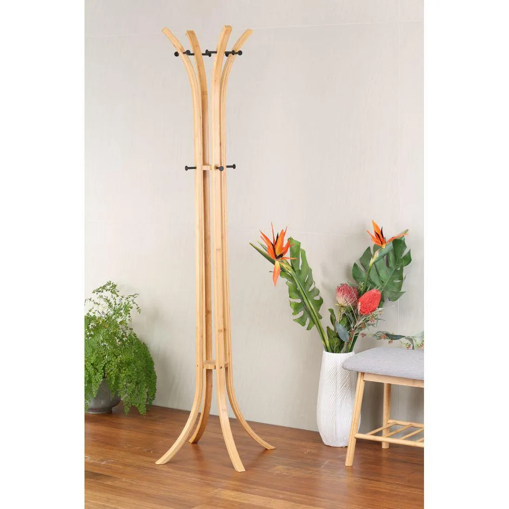 Freestanding Bamboo Coat & Hat Rack