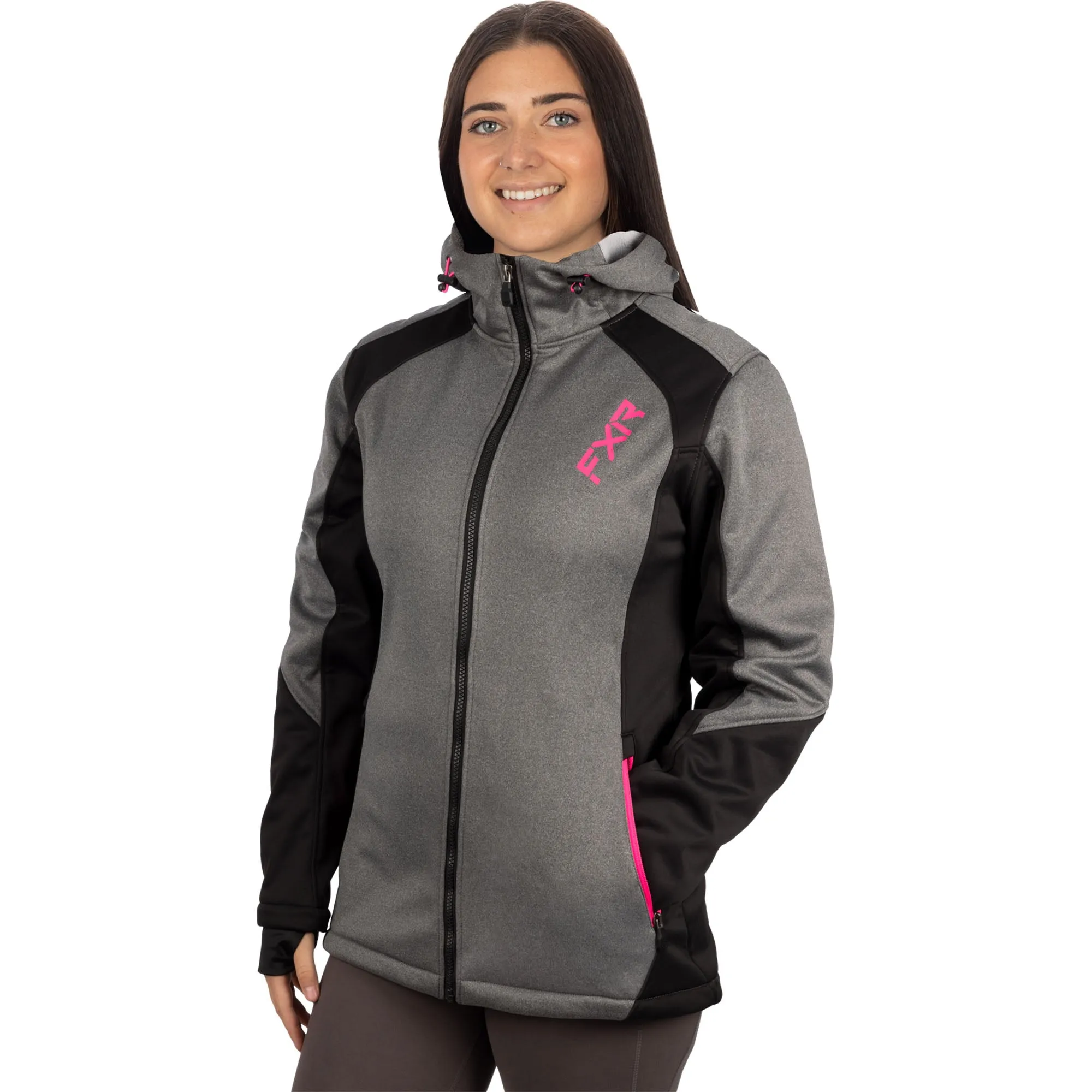 FXR Pulse Softshell Jacket Grey Heather/Raspberry