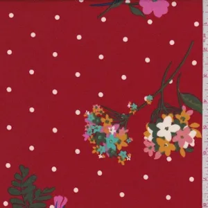 Garnet Floral Dot Double Brushed Jersey Knit Fabric