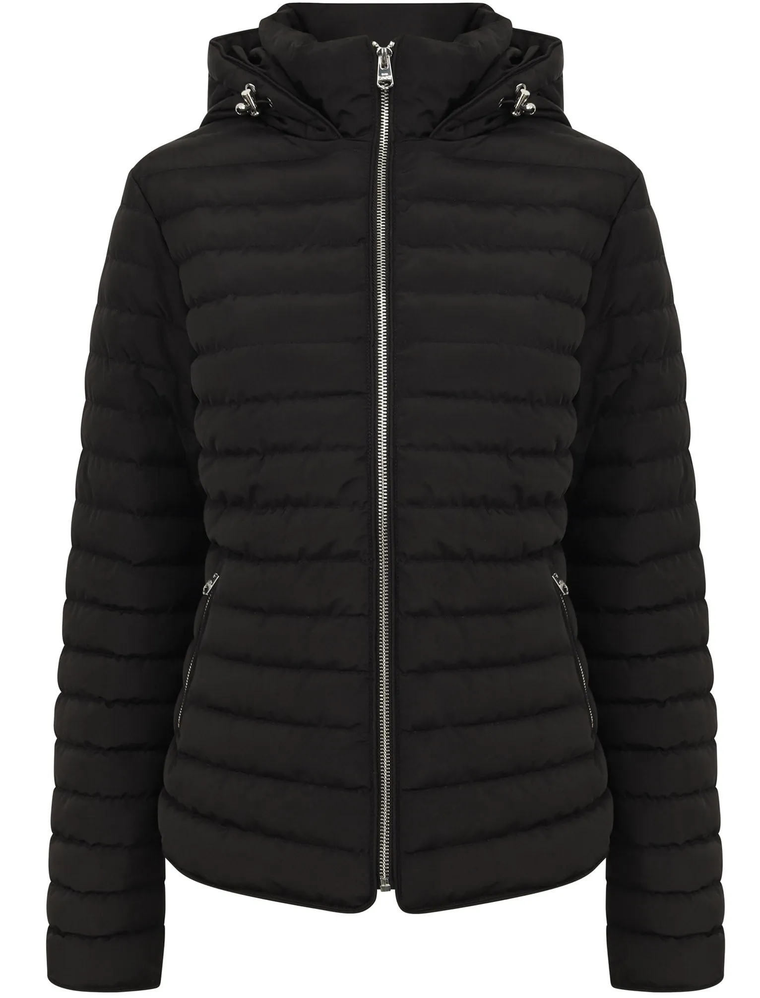 Ginger Quilted Hooded Puffer Jacket in Black - Tokyo Laundry