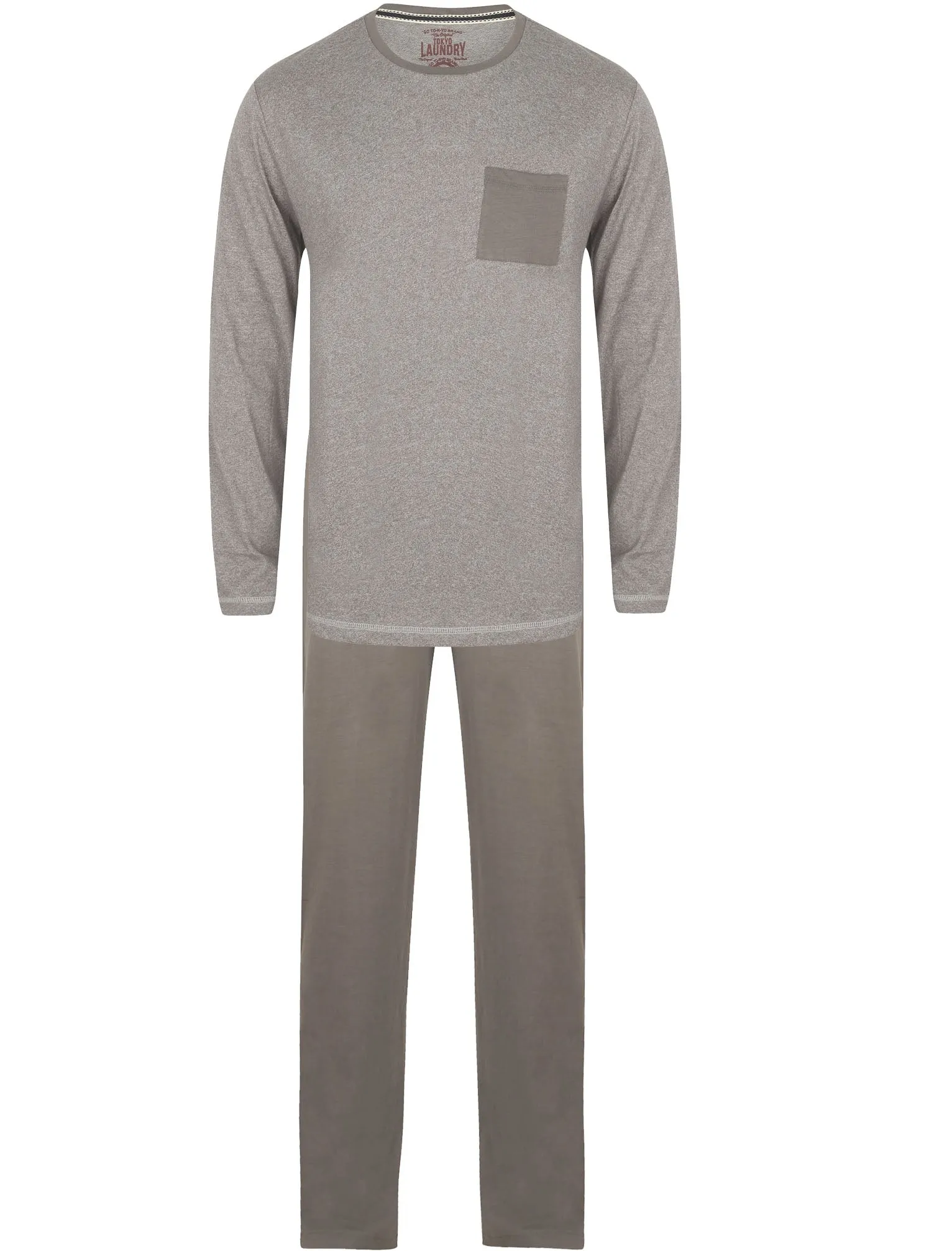 Jeddo 2pc Long Sleeve Cotton Jersey Lounge Set in Gull Grey Marl - Tokyo Laundry