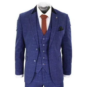 Kaiser - Men's Blue Tweed Check 3 Piece Suit Classic 1920's