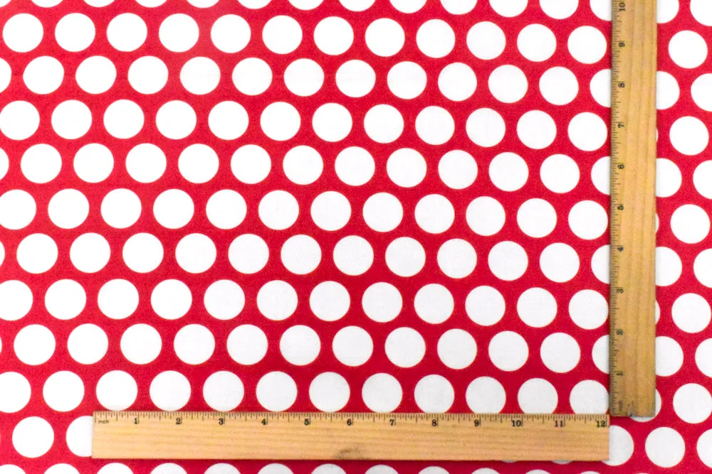 Lipstick Pink-Ivory Dot Printed Cotton Lawn Woven Fabric