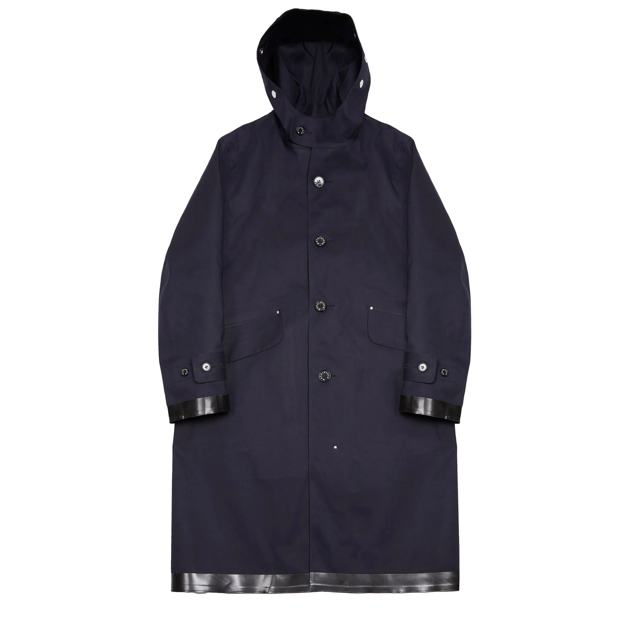 Mackintosh Kirkton Bonded Cotton Hooded Raincoat in Navy