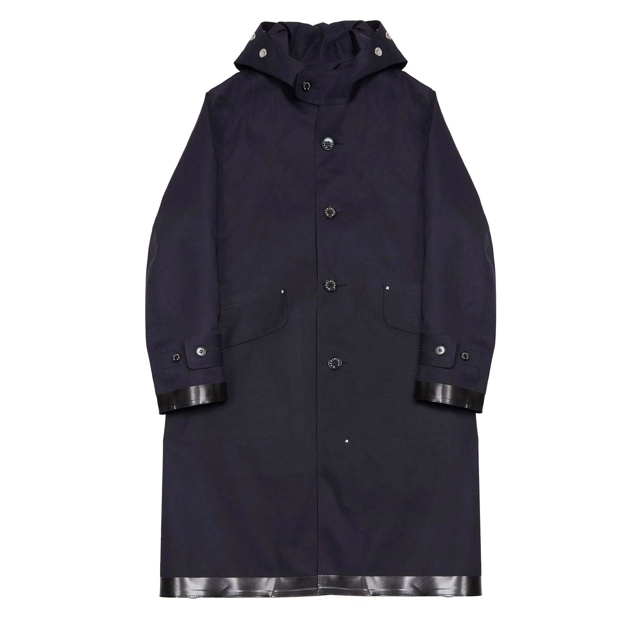 Mackintosh Kirkton Bonded Cotton Hooded Raincoat in Navy