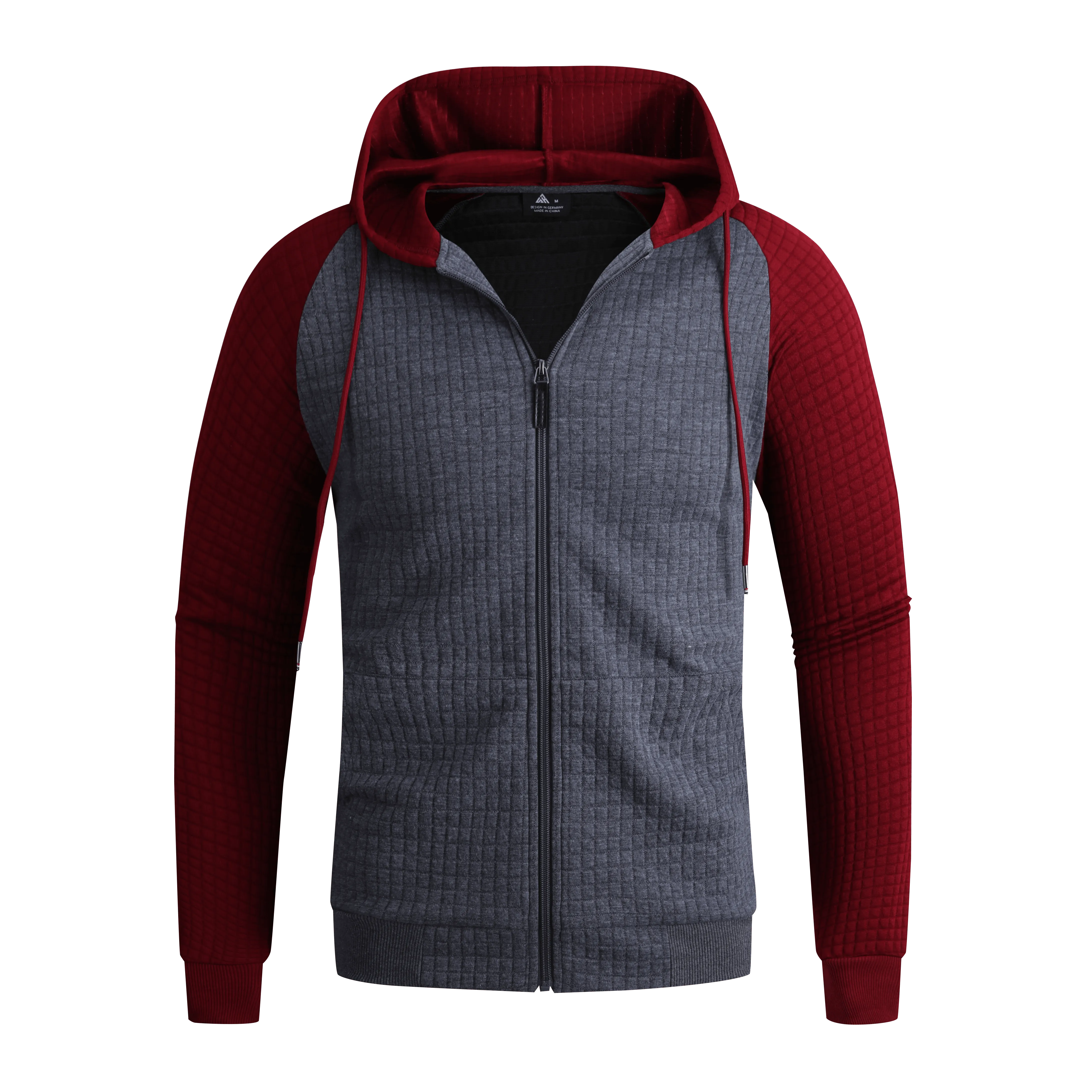 Men's Full Zipper Waffle Knit Hoodie-ZPK006332