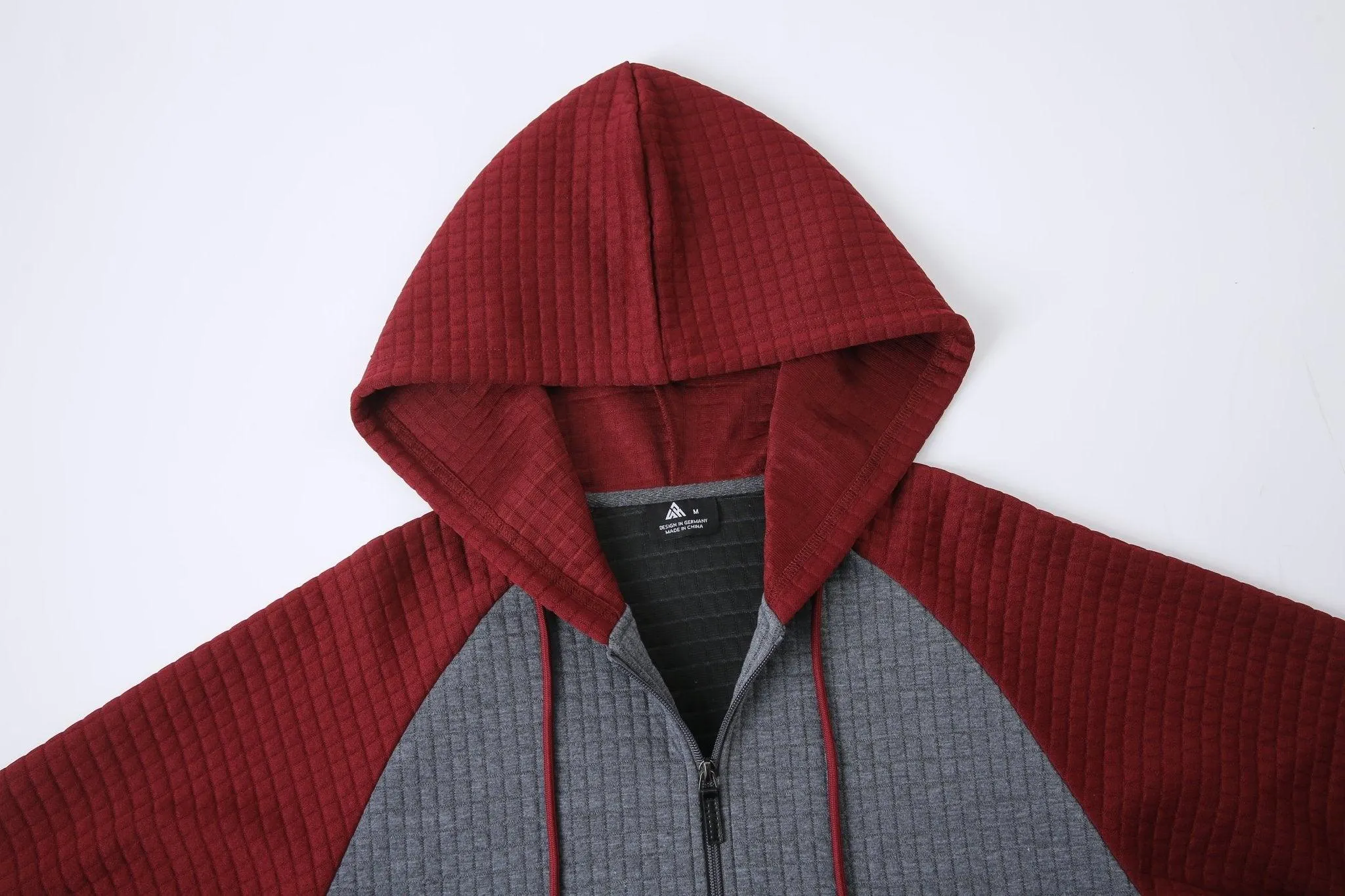 Men's Full Zipper Waffle Knit Hoodie-ZPK006332