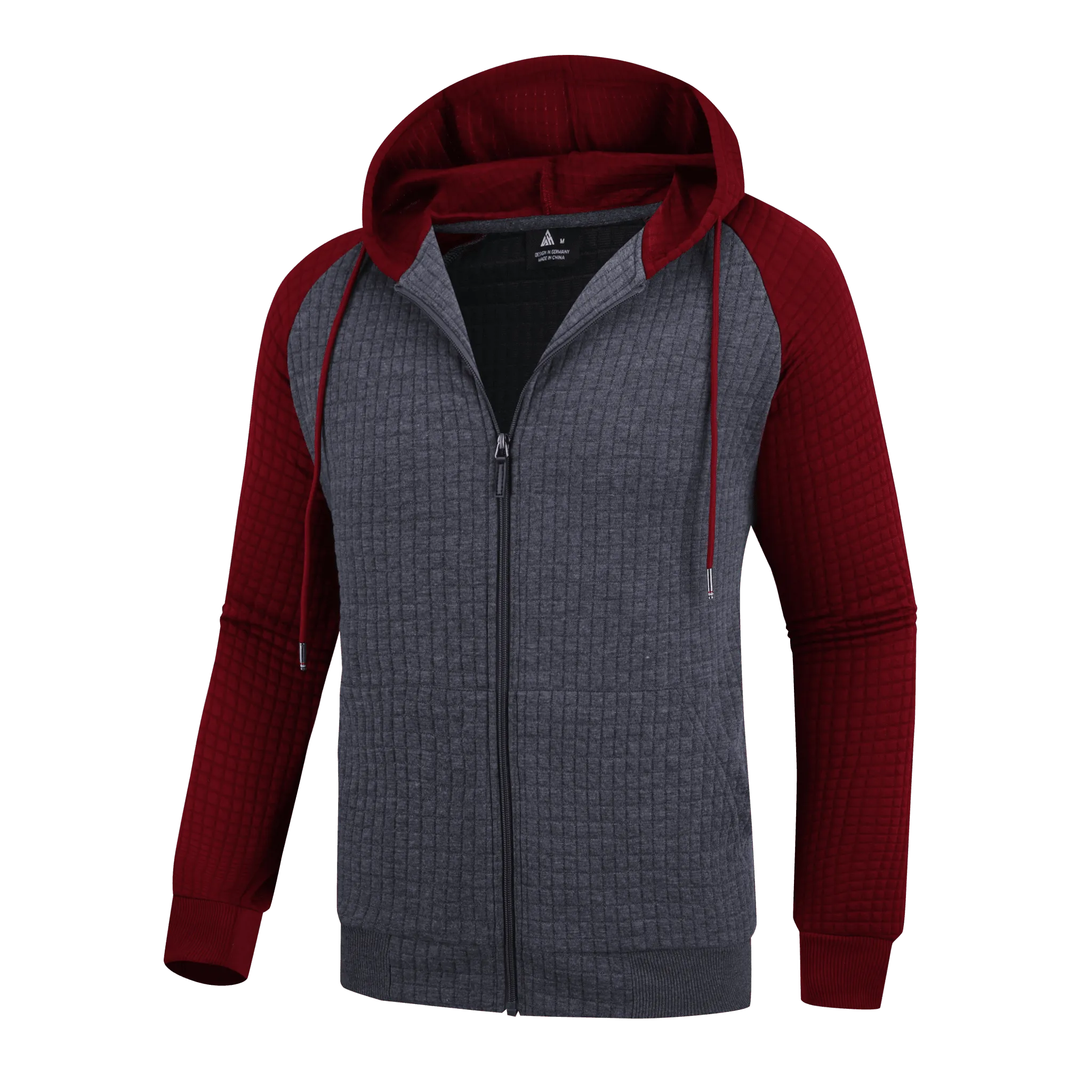 Men's Full Zipper Waffle Knit Hoodie-ZPK006332