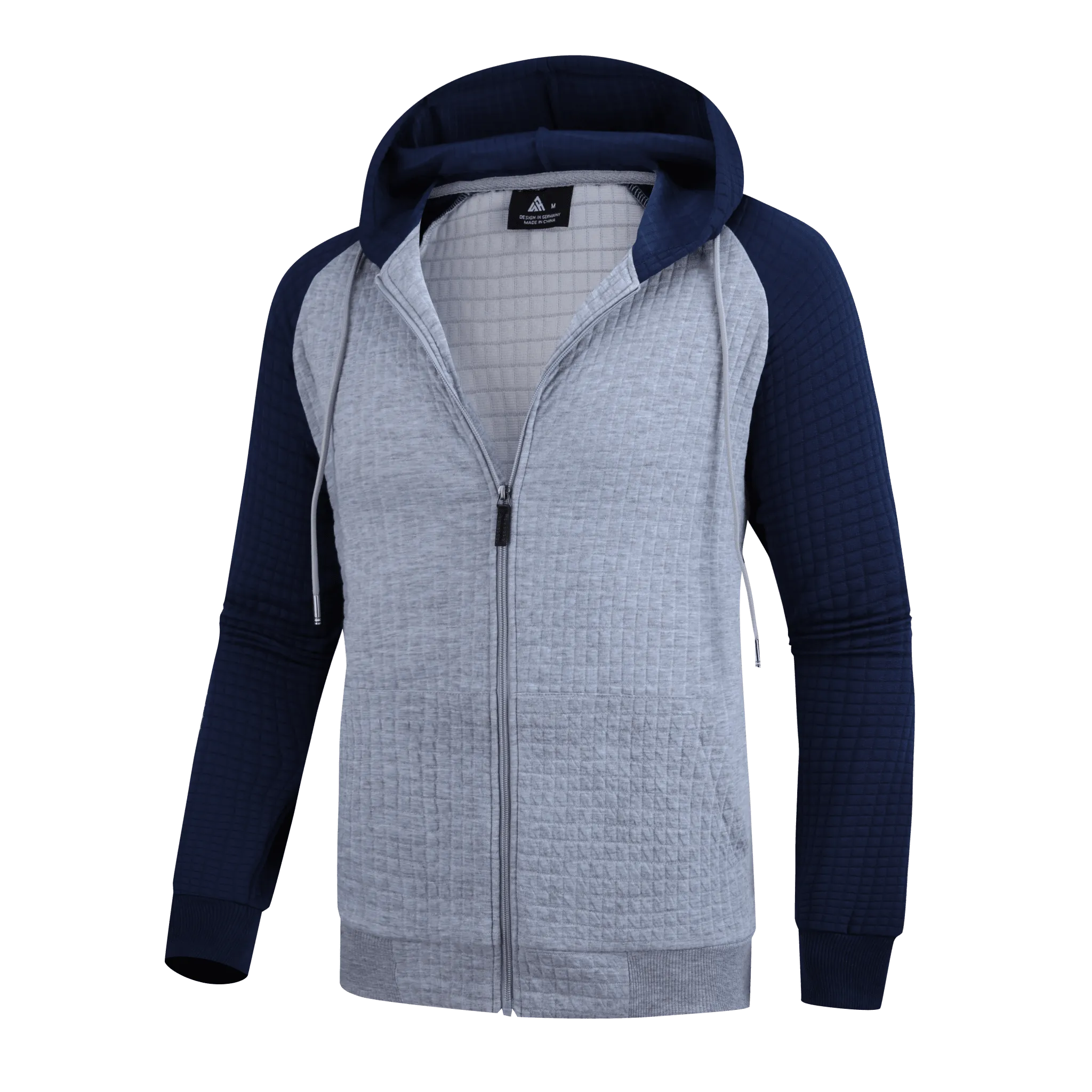 Men's Full Zipper Waffle Knit Hoodie-ZPK006332