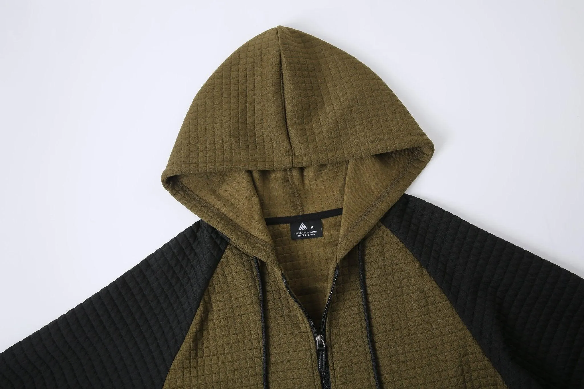 Men's Full Zipper Waffle Knit Hoodie-ZPK006332