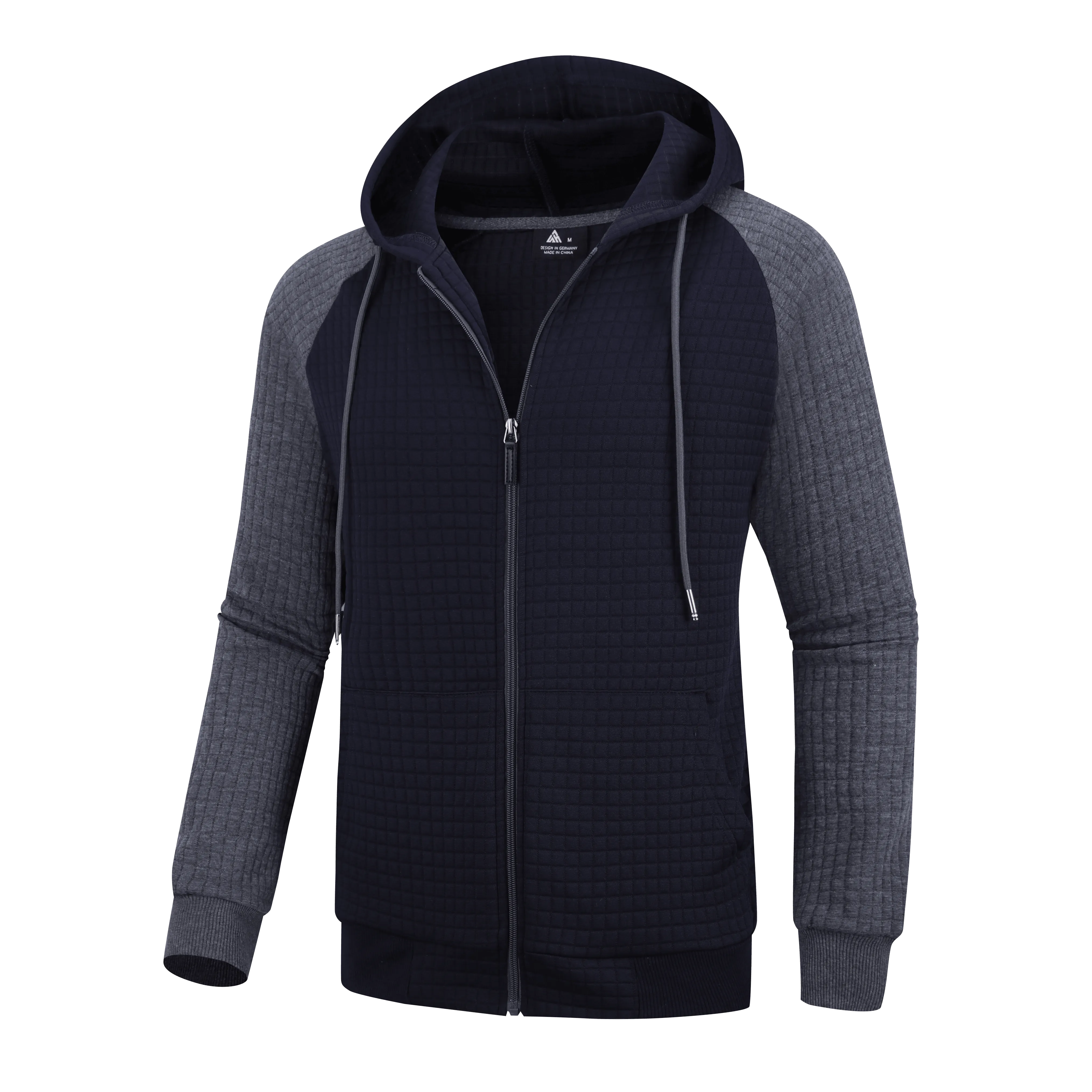 Men's Full Zipper Waffle Knit Hoodie-ZPK006332