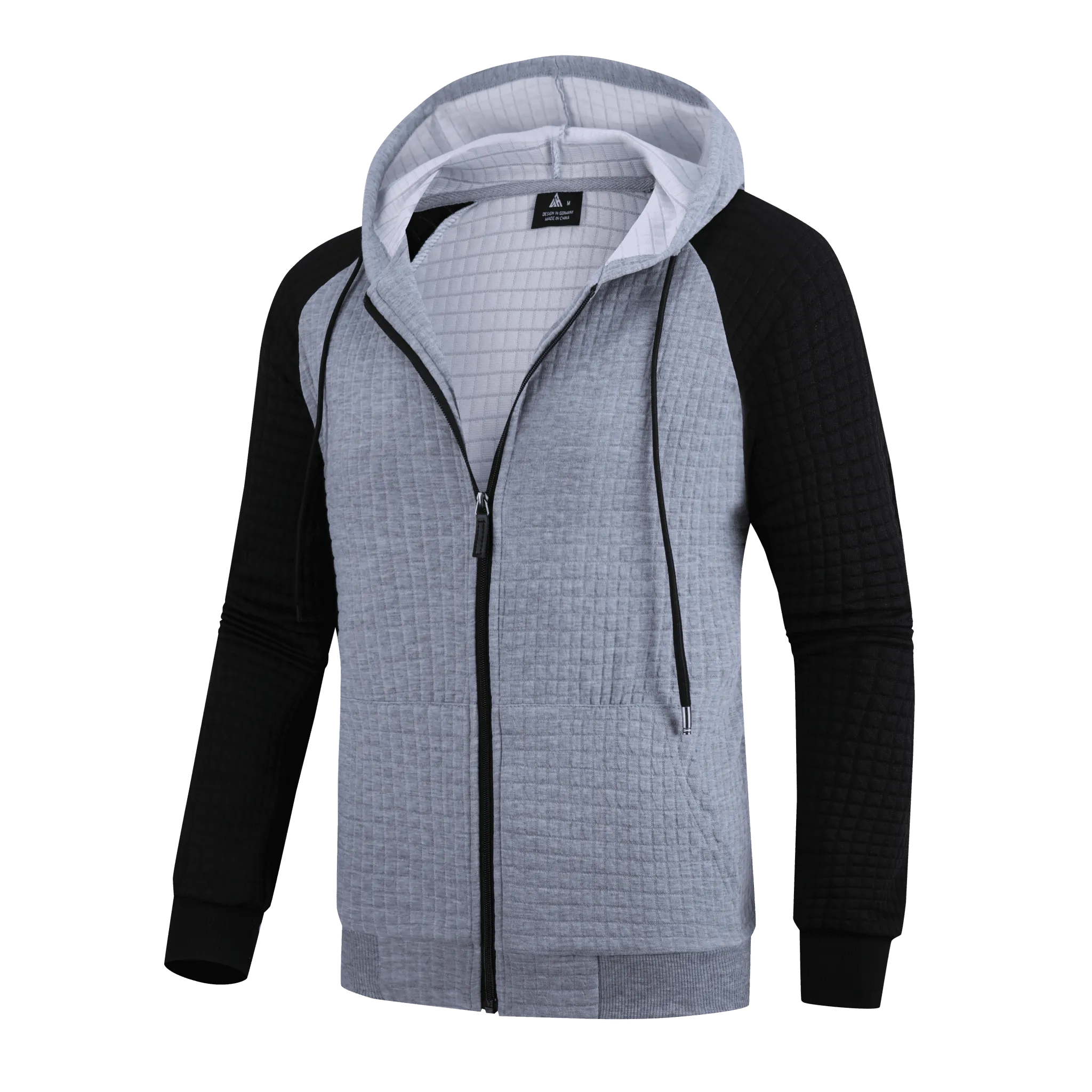 Men's Full Zipper Waffle Knit Hoodie-ZPK006332