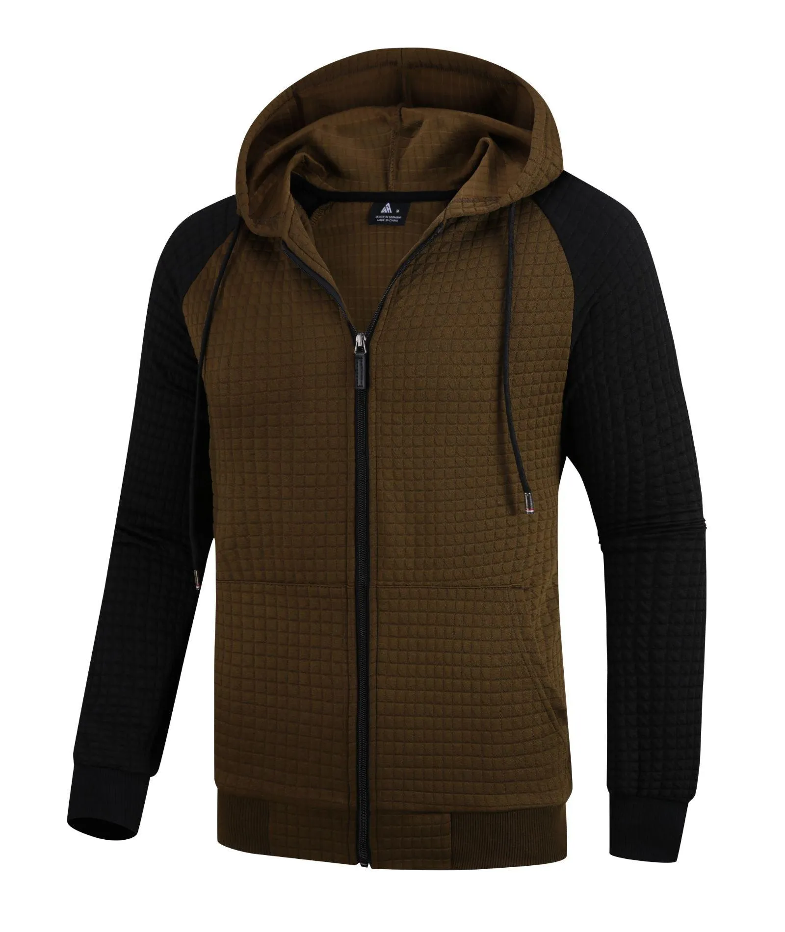 Men's Full Zipper Waffle Knit Hoodie-ZPK006332