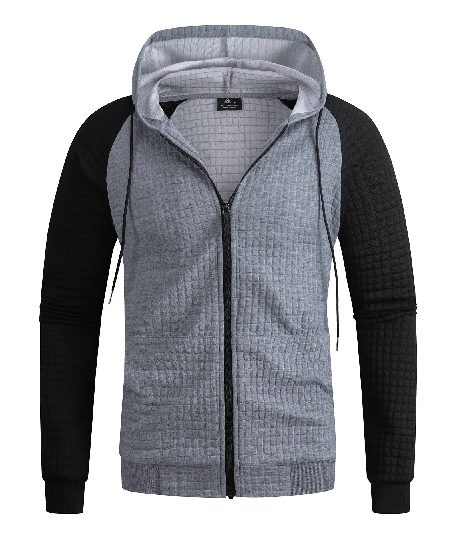 Men's Full Zipper Waffle Knit Hoodie-ZPK006332