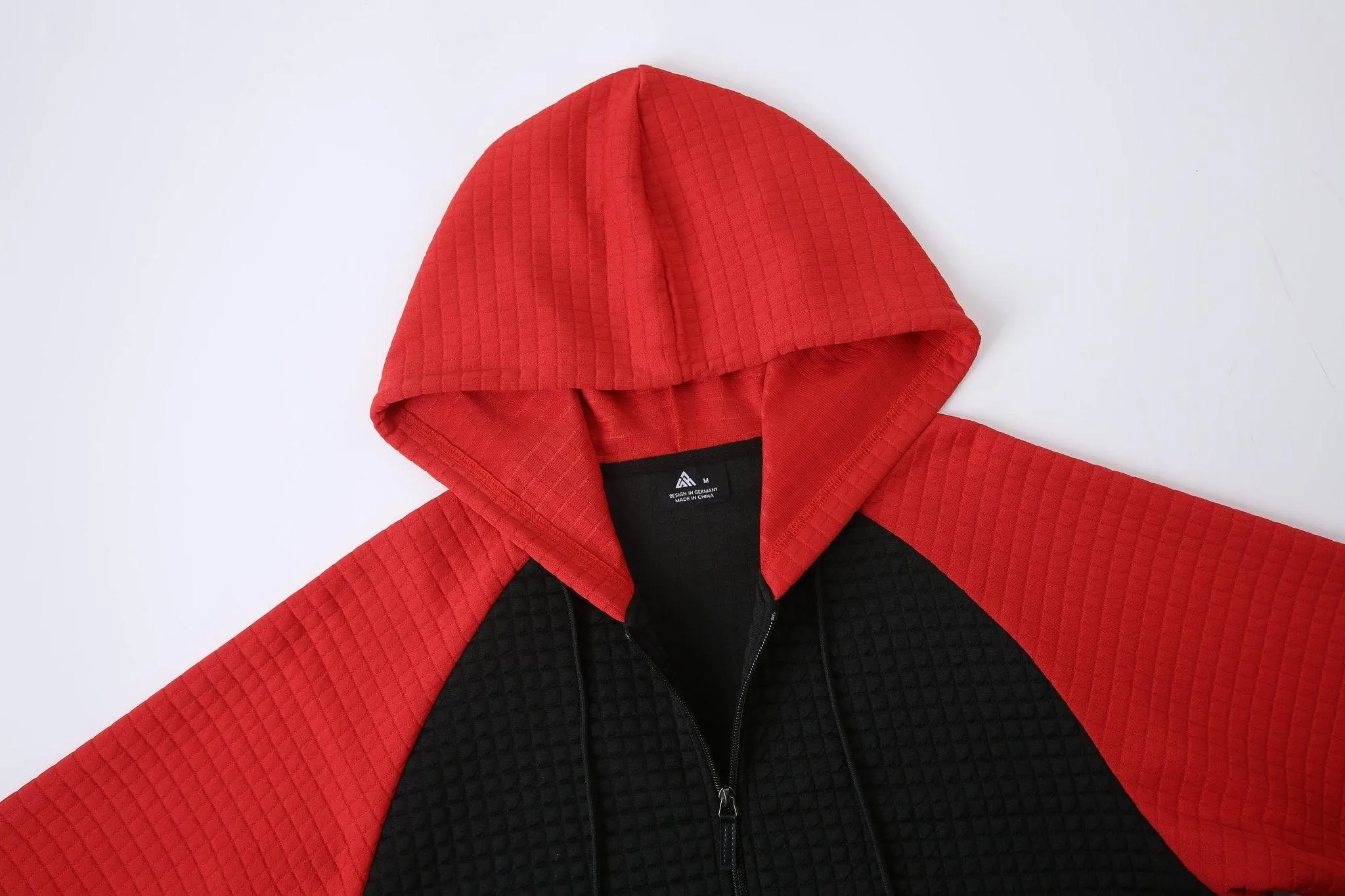 Men's Full Zipper Waffle Knit Hoodie-ZPK006332