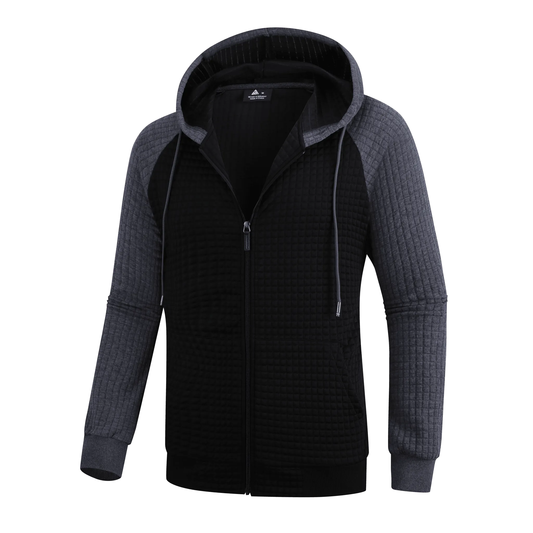 Men's Full Zipper Waffle Knit Hoodie-ZPK006332