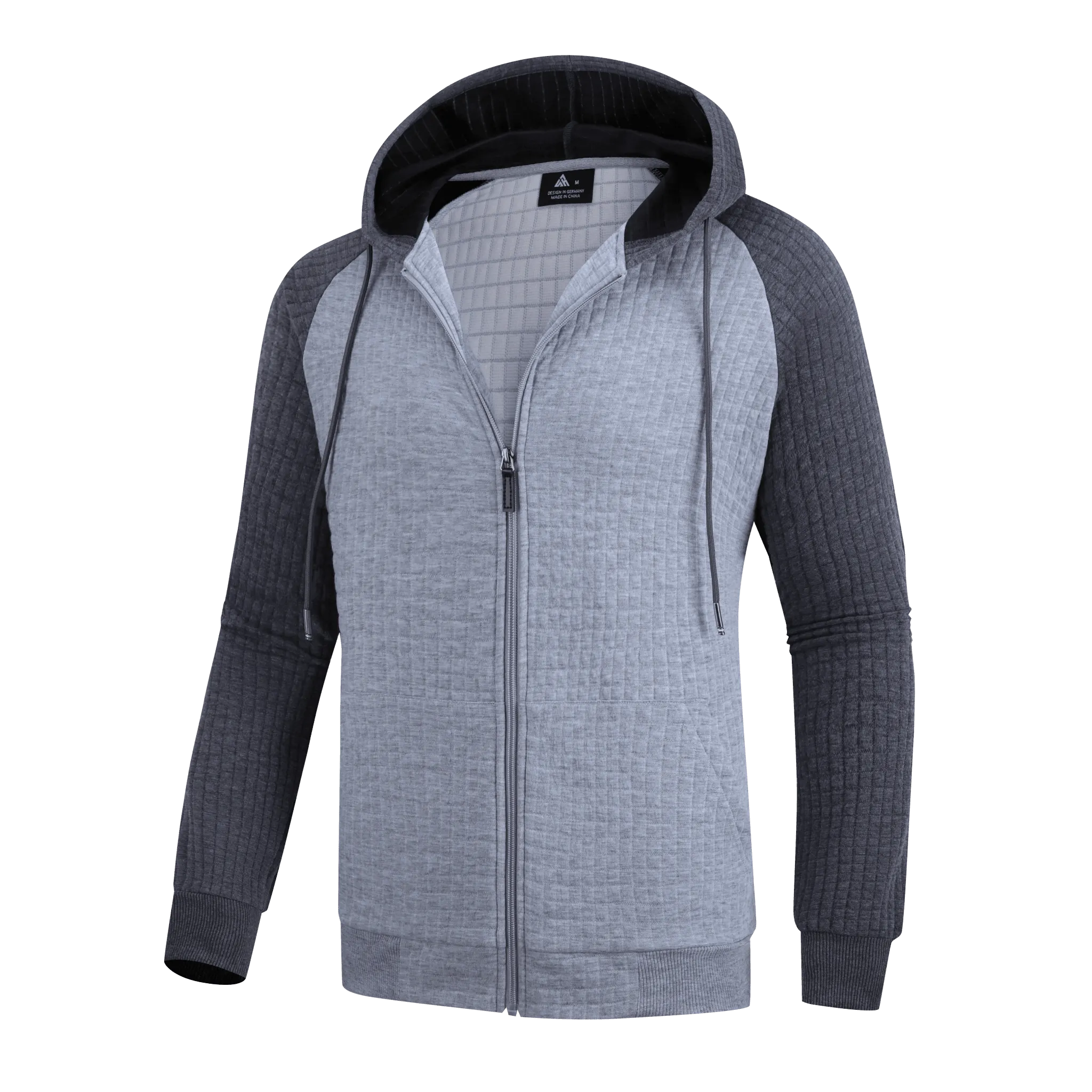 Men's Full Zipper Waffle Knit Hoodie-ZPK006332