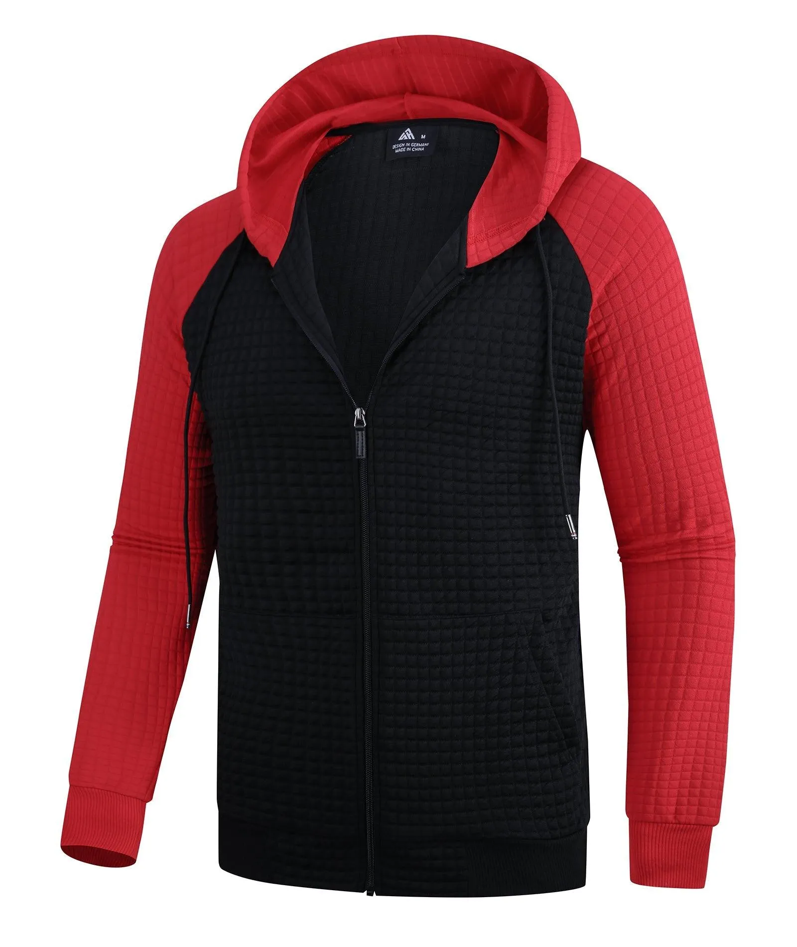 Men's Full Zipper Waffle Knit Hoodie-ZPK006332