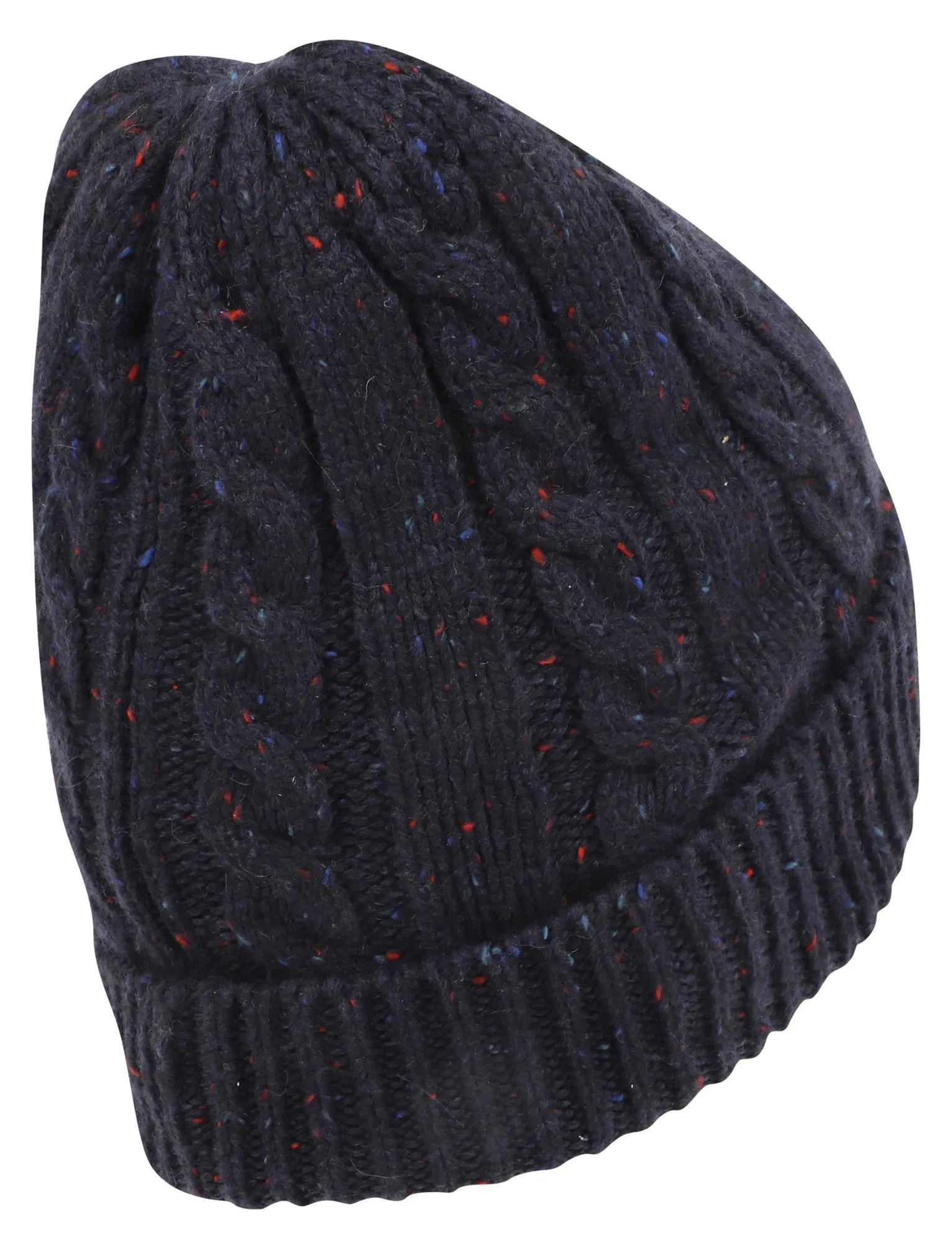 Men's Stark Wool Blend Cable Knit Beanie Hat in Navy Nep - Tokyo Laundry