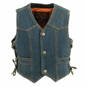 Milwaukee Leather MDK3900 Kids Classic Blue Denim Side Lace Vest