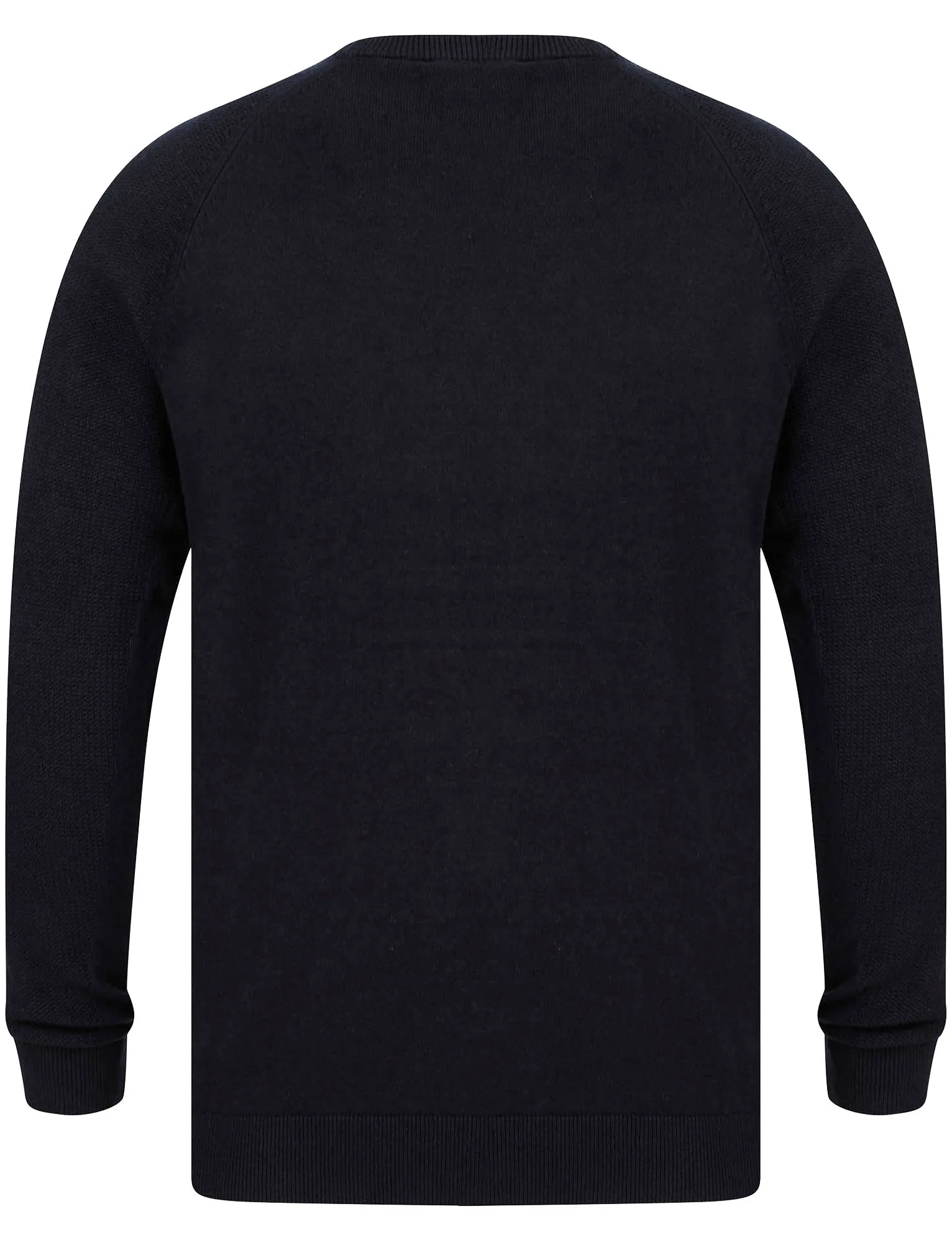 Mullens Crew Neck Textured Knit Cotton Jumper In Ink - Kensington Eastside