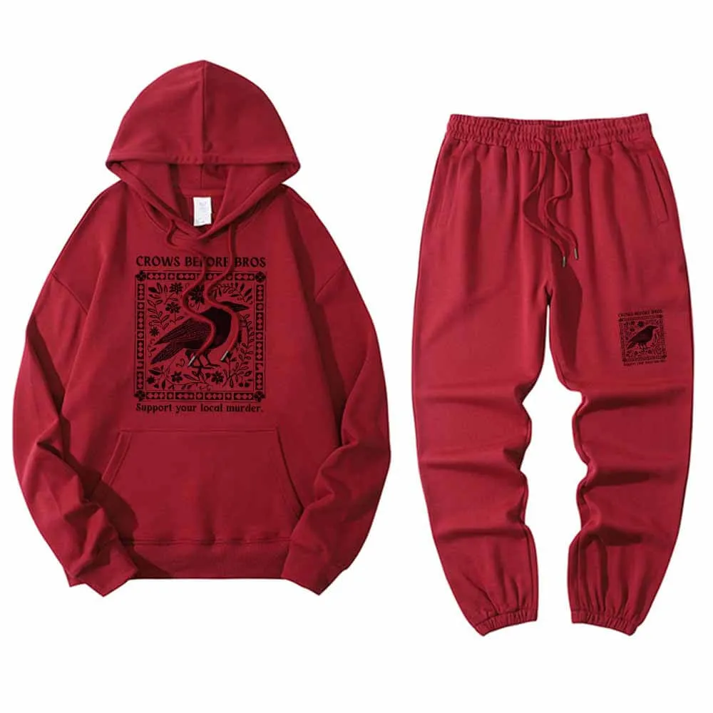 Multicolor Crows Before Bros Hoodie Pants Set