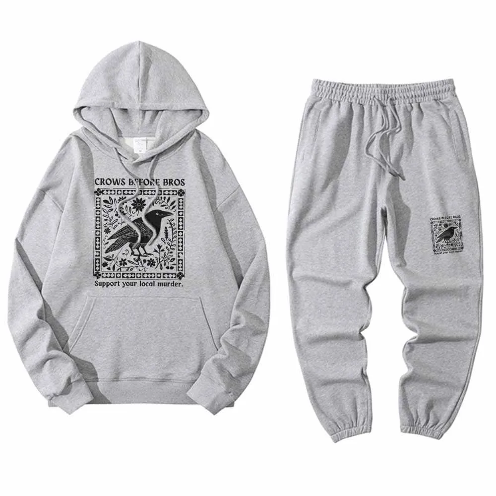 Multicolor Crows Before Bros Hoodie Pants Set