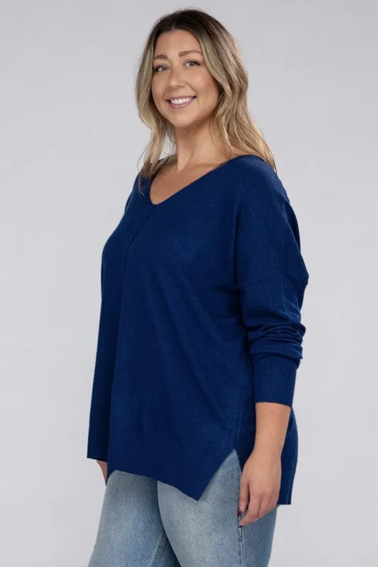 Plus Garment Dyed Front Seam Sweater