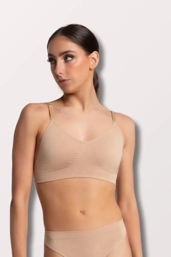 Plus Size Seamless Clear Back Bra - Nude