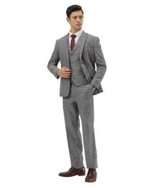 "Hybrid Fit" 3-Piece Tweed Suit with Notch Lapel by Sean Alexander - Grey