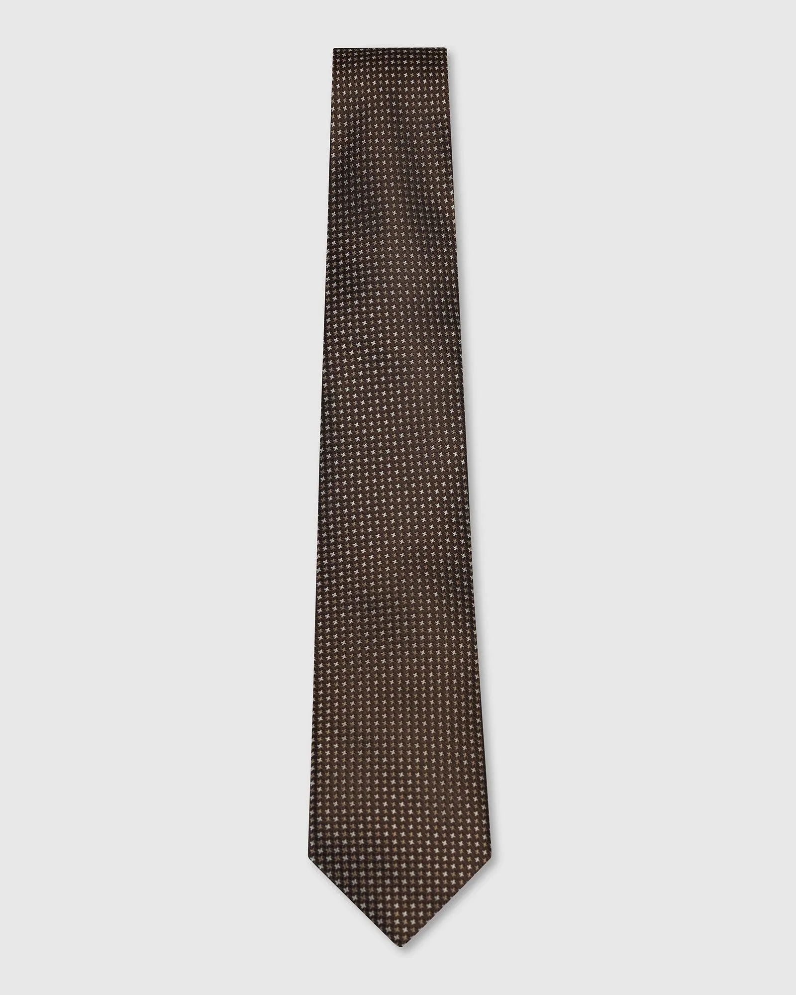 Silk Tobacco Brown Printed Tie - Voro