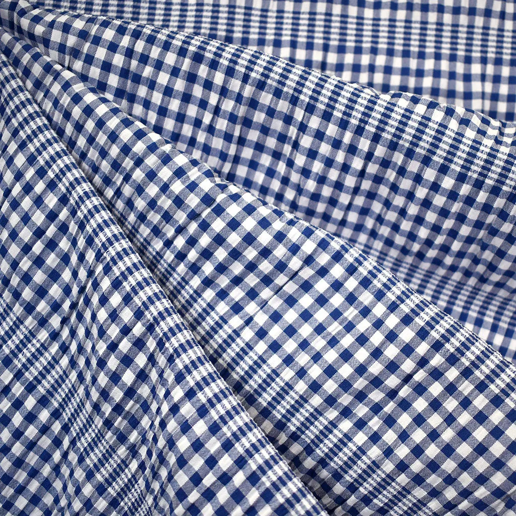 Soft Shirred Gingham Plaid Cotton Lawn Navy/White SY