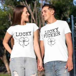 St. Patrick's Day Lucky Duo Matching Outfits, Comical Profanity Set, Lucky & Lucky F**ker St. Paddy's Gift for Couples