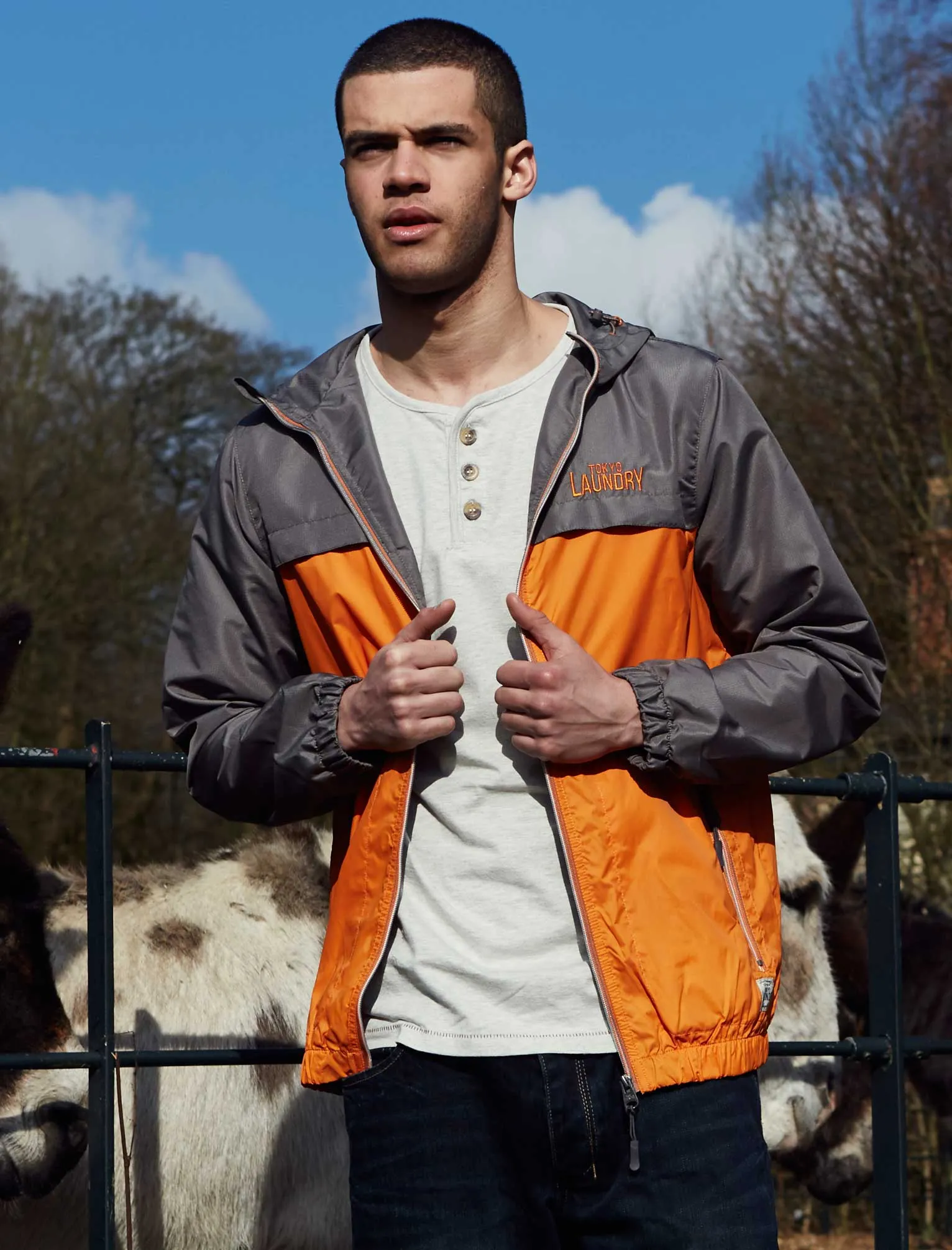 Tokyo Laundry Corsica orange rain jacket