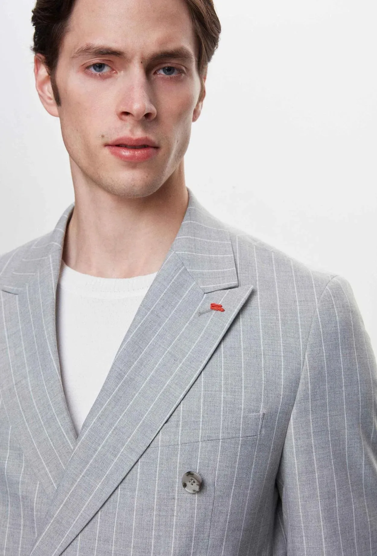 Twn Slim Fit Gray Stripe Patterned Suit