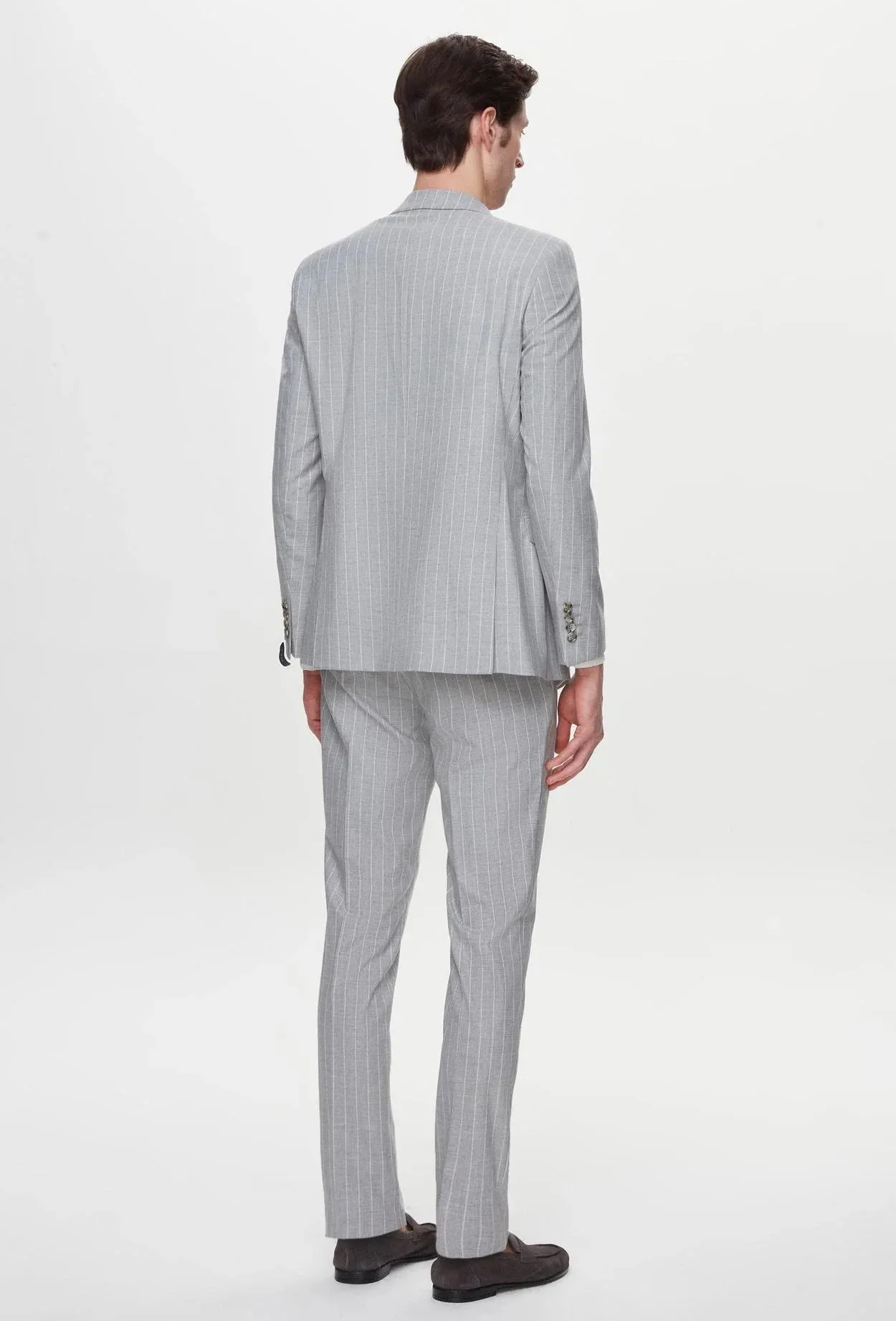 Twn Slim Fit Gray Stripe Patterned Suit