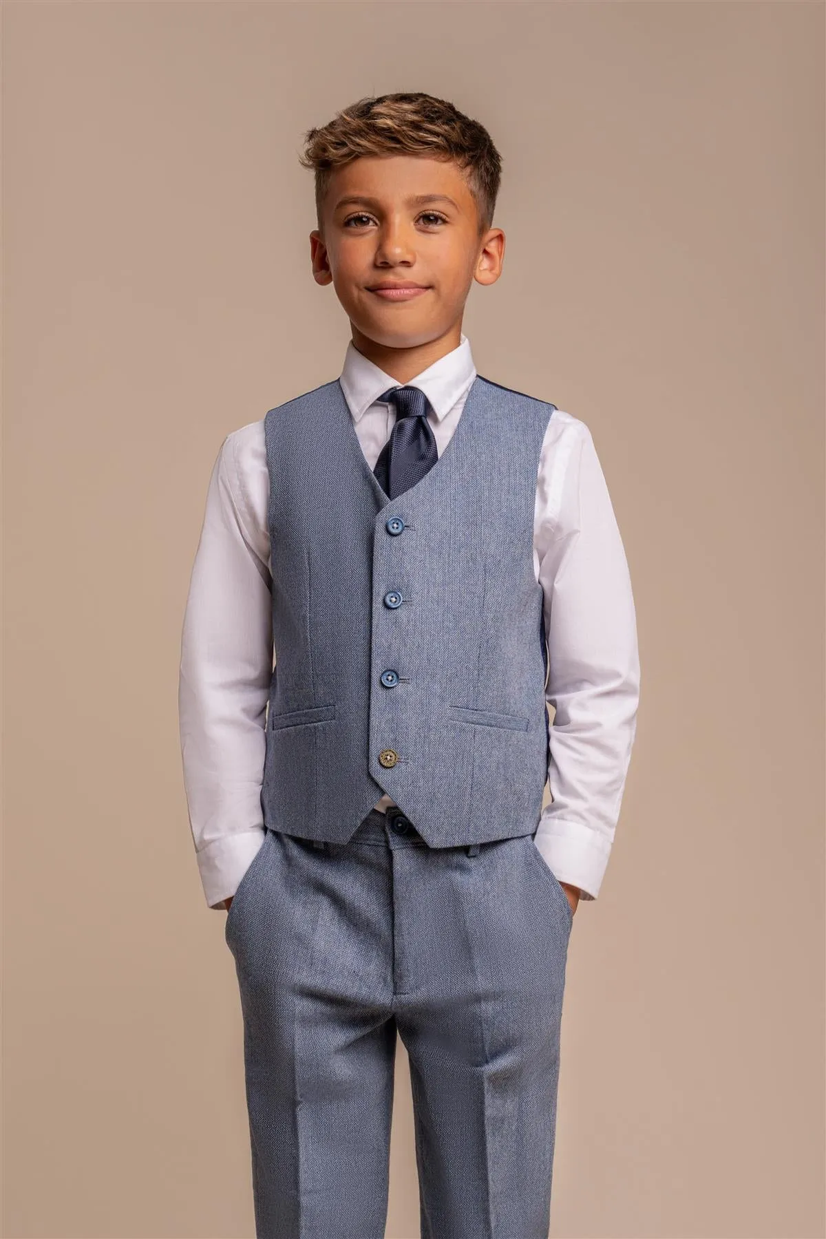 Wells Blue Boys Three Piece Suit