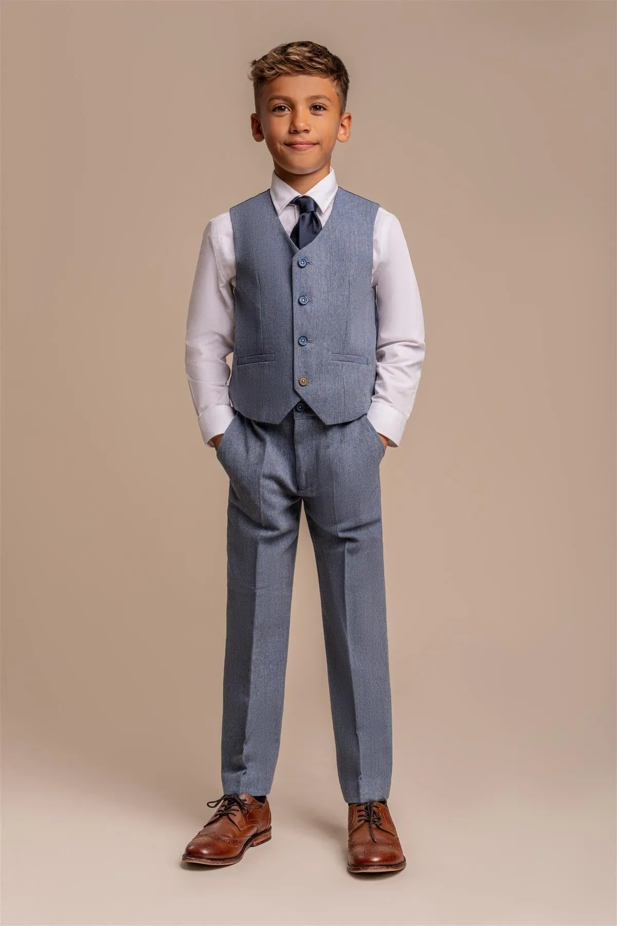 Wells Blue Boys Three Piece Suit