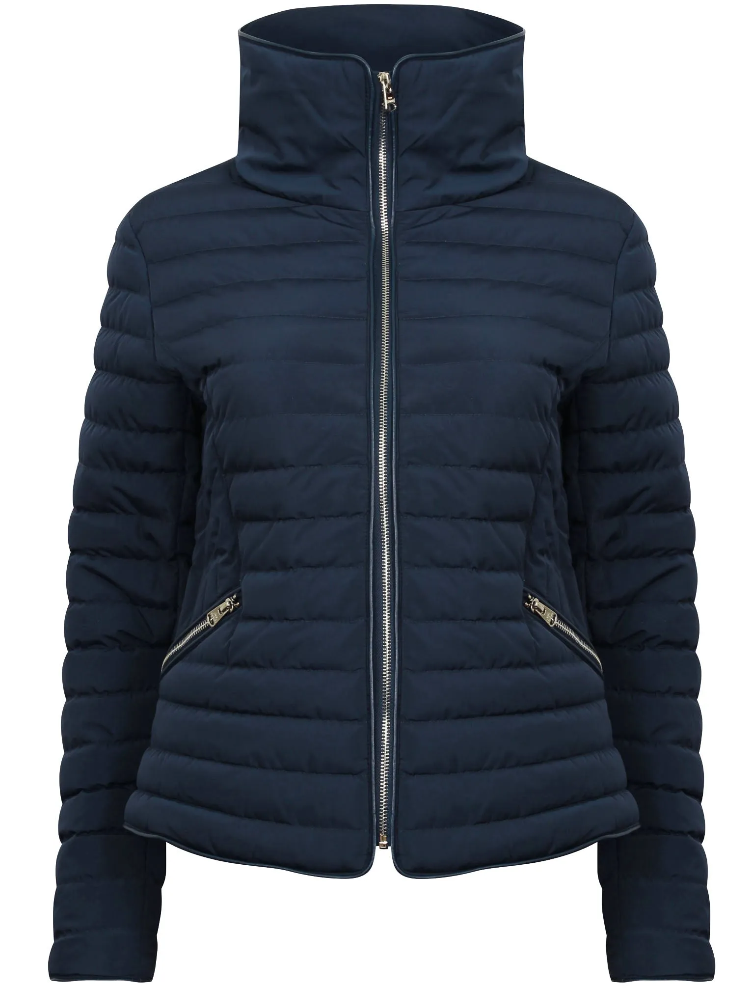 Zelda 2 Funnel Neck Quilted Jacket in Navy Blazer - Tokyo Laundry